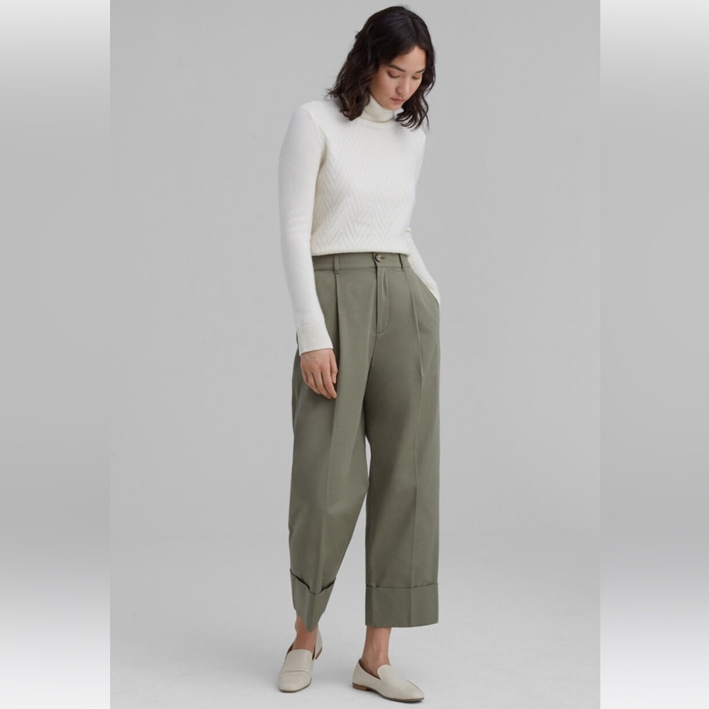 Club Monaco khaki wide leg trousers